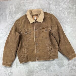 Vtg Aeropostale Tan Corduroy Trucker Jacket Mens XL Sherpa Lined Rancher Coat